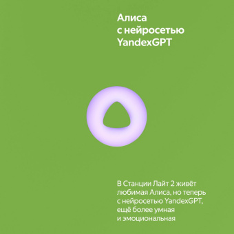 Умная колонка Yandex Станция Лайт 2 Алиса зеленый 6W 1.0 BT/Wi-Fi 10м (YNDX-00026GRN) от магазина РЭССИ