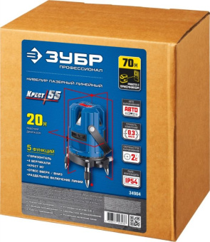 Нивелир лазерн. Зубр Крест-55 2кл.лаз. 660нм цв.луч. красный 3луч. (34904) от магазина РЭССИ