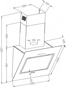 Вытяжка каминная Lex Leila 600 черный управление: сенсорное (1 мотор) от магазина РЭССИ