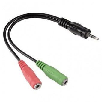 Адаптер аудио Hama 2xJack 3.5 (f)/Jack 3.5 (m) черный (00054573) от магазина РЭССИ