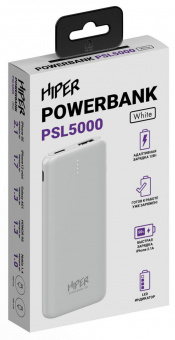 Мобильный аккумулятор Hiper PSL5000 5000mAh 2.1A 2xUSB белый (PSL5000 WHITE) от магазина РЭССИ