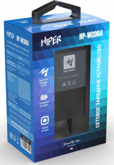 Сетевое зар./устр. Hiper HP-WC004 3A+2.5A (PD+QC) USB-C/USB-A универсальное черный от магазина РЭССИ