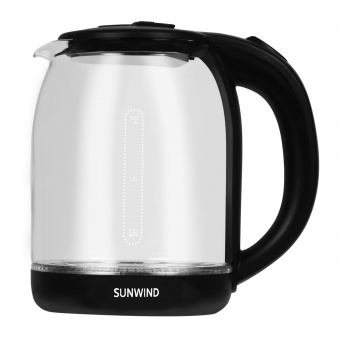Чайник электрический SunWind SUN-K-002 1.8л. 1500Вт прозрачный/черный (корпус: стекло) от магазина РЭССИ