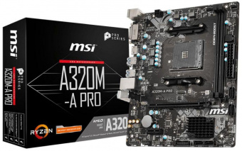 Материнская плата MSI A320M-A PRO Soc-AM4 AMD A320 2xDDR4 mATX AC`97 8ch(7.1) GbLAN RAID+DVI+HDMI от магазина РЭССИ