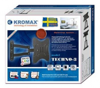 Кронштейн для телевизора Kromax TECHNO-3 белый 15"-40" макс.20кг настенный поворот и наклон от магазина РЭССИ