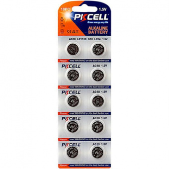 Щелочной/алкалиновый элемент питания PKCELL AG10-10B тип - LR54(AG10) 10 шт в блистере от магазина РЭССИ
