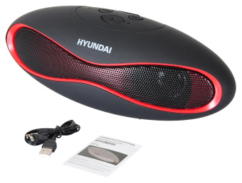 Колонка порт. Hyundai H-PAC100 черный 3W 1.0 BT/3.5Jack/USB от магазина РЭССИ