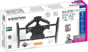 Кронштейн для телевизора Kromax ATLANTIS-46 серый 22"-65" макс.45кг настенный поворотно-выдвижной и наклонный от магазина РЭССИ