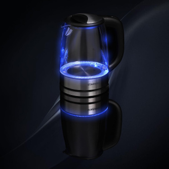 Чайник электрический Starwind SKG5210 1.7л. 2200Вт черный/серебристый (корпус: стекло) от магазина РЭССИ