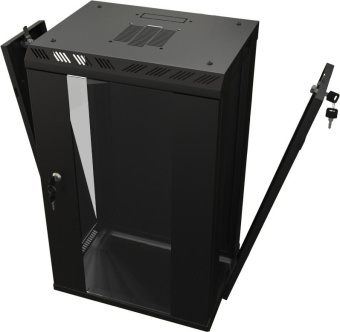 Шкаф коммутационный Hyperline (TDB-6U-GP-RAL9004) настенный 6U 390x300мм пер.дв.стекл задн.дв.спл.стал.лист направл.под винты 60кг черный 225мм 11.8кг 366.5мм IP20 металл от магазина РЭССИ