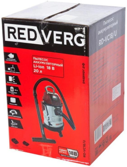 Строительный пылесос RedVerg RD-VC18/U 400Вт (уборка: сухая/сбор воды) черный от магазина РЭССИ