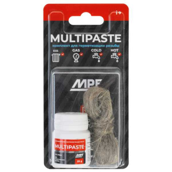 Комплект паста уплотнительная универсальная (вода, газ, 25 гр) MULTIPASTE + лён Premium, МР от магазина РЭССИ