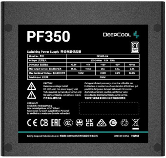 Блок питания Deepcool ATX 350W PF350 80 PLUS WHITE (24+4+4pin) APFC 120mm fan 6xSATA RTL от магазина РЭССИ