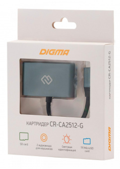Устройство чтения карт памяти Type C Digma CR-СA2512-G серый от магазина РЭССИ