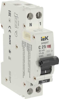 ARMAT Автоматический выключатель дифференциального тока B06S 1P+NP C25 30мА тип AC (18мм) от магазина РЭССИ