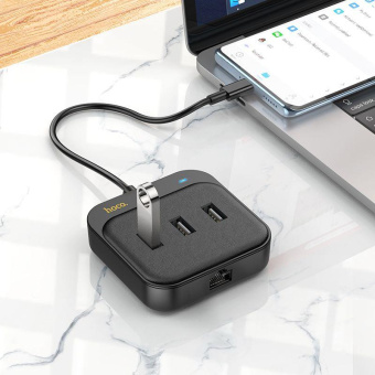 Разветвитель USB-C Hoco HB35 4порт. черный от магазина РЭССИ