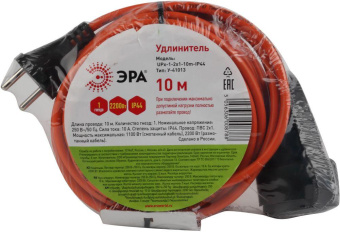 Удлинитель силовой Эра UPx-1-2x1-10m-IP44 (Б0046805) 2x1.0кв.мм 1розет. 10м ПВС 10A без катушки оранжевый от магазина РЭССИ