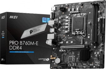 Материнская плата MSI PRO B760M-E DDR4 Soc-1700 Intel B760 2xDDR4 mATX AC`97 8ch(7.1) GbLAN+VGA+HDMI от магазина РЭССИ