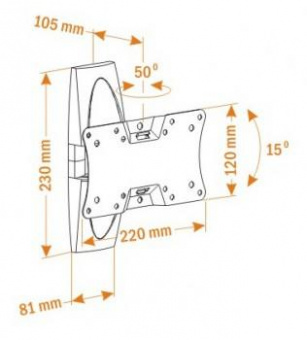 Кронштейн для телевизора Holder LCDS-5062 черный глянец 19"-32" макс.30кг настенный поворот и наклон от магазина РЭССИ