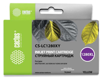 Картридж струйный Cactus CS-LC1280XY желтый (16.6мл) для Brother MFC-J6510/6910DW от магазина РЭССИ