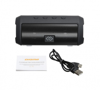 Колонка порт. Digma S-15 черный 10W 1.0 BT/USB 1200mAh от магазина РЭССИ