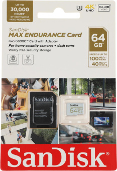 Флеш карта microSDXC 64GB Sandisk SDSQQVR-064G-GN6IA Max Endurance + adapter от магазина РЭССИ