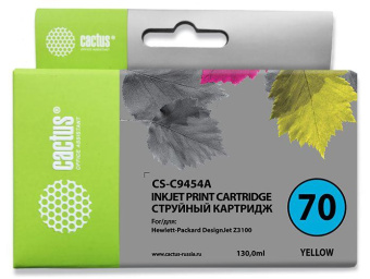 Картридж струйный Cactus CS-C9454A №70 желтый (130мл) для HP DJ Z3100 от магазина РЭССИ