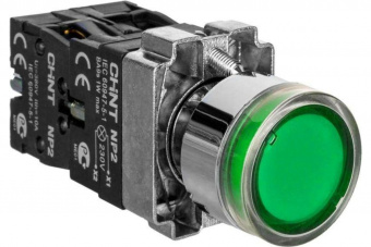 Кнопка NP2-BWххxx (3365 1NO+1NC Зеленый AC/DC 230V с LED подсветкой 574268) от магазина РЭССИ