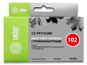 Картридж струйный Cactus CS-PFI102BK черный (130мл) для Canon iPF500/iPF600/iPF700/ MFP M40/iPF765/LP17/LP24 от магазина РЭССИ