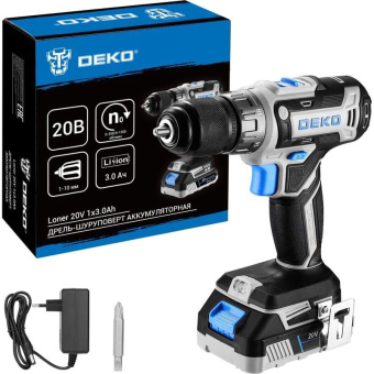 Дрель-шуруповерт Deko Loner 20V аккум. патрон:быстрозажимной (085-1006) от магазина РЭССИ