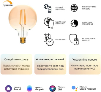 Умная лампа Gauss Smart Home G95 E27 Wi-Fi (1320112) от магазина РЭССИ