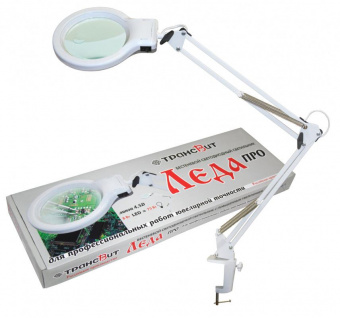 Светильник Трансвит ЛЕДА С20-036 ПДБ50-8-036 (LEDA PRO) настольный на струбцине E27 белый 8Вт от магазина РЭССИ