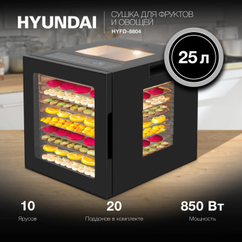Сушка для фруктов и овощей Hyundai HYFD-8804 20под. 850Вт черный от магазина РЭССИ