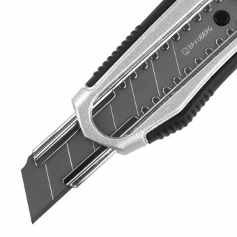 Канцелярский нож BRAUBERG мощный 18 мм Heavy duty автофиксатор резиновые вставки металл 237158 от магазина РЭССИ