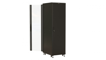 Шкаф серверный Hyperline (TTBR-4261-AS-RAL9004) напольный 42U 600x1000мм пер.дв.стекл задн.дв.спл.стал.лист 2 бок.пан. 800кг черный 910мм 2055мм IP20 сталь от магазина РЭССИ