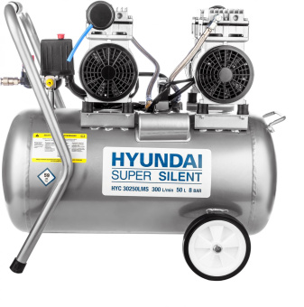 Компрессор поршневой Hyundai HYC 30250LMS безмасляный 300л/мин 50л 2000Вт серебристый/черный от магазина РЭССИ