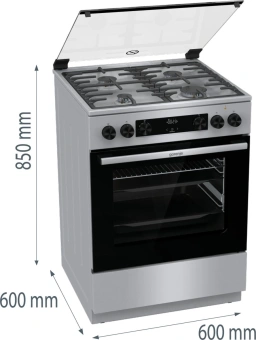 Плита Комбинированная Gorenje GKS6C70XF нержавеющая сталь (стеклянная крышка) реш.чугун от магазина РЭССИ