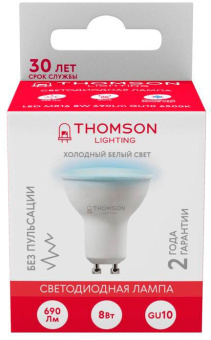 Лампа светодиодная Thomson TH-B2327 8Вт цок.:GU10 полусф. 220B 6500K св.свеч.бел.хол. MR16 (упак.:1шт) от магазина РЭССИ