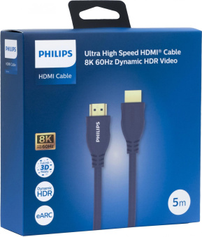 Кабель аудио-видео Philips 8K 60 Гц Ultra HD HDMI (m)/HDMI (m) 5м. позолоч.конт. серый (SWV7150/56) от магазина РЭССИ