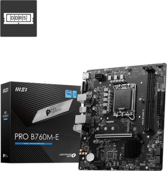 Материнская плата MSI PRO B760M-E Soc-1700 Intel B760 2xDDR5 mATX AC`97 8ch(7.1) GbLAN+VGA+HDMI от магазина РЭССИ