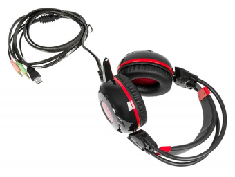 Наушники с микрофоном A4Tech Bloody G300 черный/красный 2.2м мониторные оголовье (G300 BLACK+RED) от магазина РЭССИ