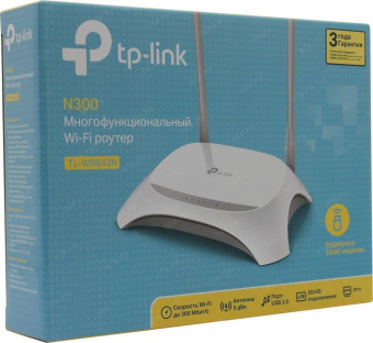 Роутер беспроводной TP-Link TL-WR842N N300 10/100BASE-TX/4G ready белый от магазина РЭССИ