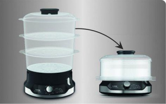 Пароварка Tefal VC204810 3ярус. 800Вт черный от магазина РЭССИ