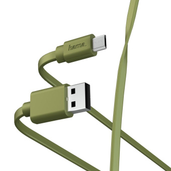 Кабель Hama 00187228 USB (m)-micro USB (m) 1м зеленый плоский от магазина РЭССИ
