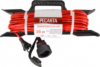 Удлинитель силовой Ресанта СУ-2х1-20/1 (IP44) (61/118/2) 2x1.0кв.мм 4розет. 40м ПВС катушка серый от магазина РЭССИ