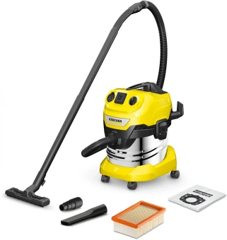 Строительный пылесос Karcher WD 4 P S V-20/5/22 1000Вт (уборка: сухая/сбор воды/выдув) желтый от магазина РЭССИ