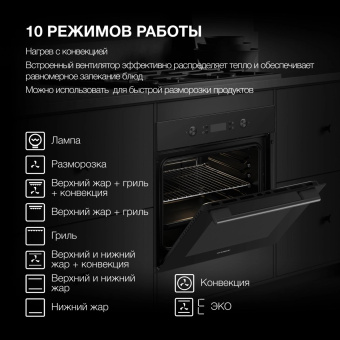 Духовой шкаф Электрический Hyundai HEO 6650 BG черный от магазина РЭССИ