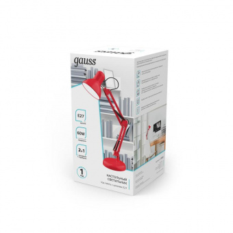 Светильник Gauss GT0024 настольный на струбцине/основание E27 красный 60Вт от магазина РЭССИ