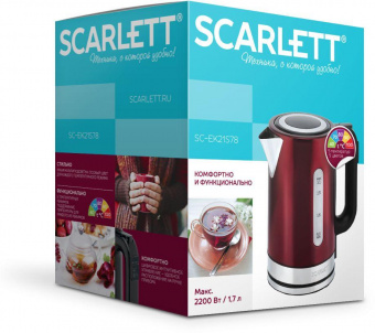 Чайник электрический Scarlett SC-EK21S78 1.7л. 2200Вт бордовый (корпус: нержавеющая сталь) от магазина РЭССИ