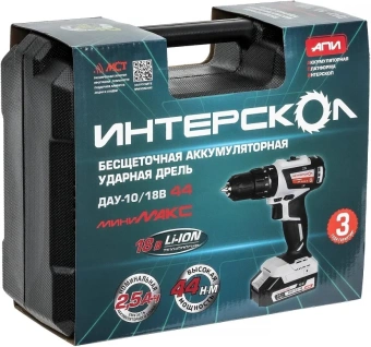 Дрель-шуруповерт Интерскол ДАУ-10/18В аккум. патрон:быстрозажимной (кейс в комплекте) (769.2.2.45) от магазина РЭССИ